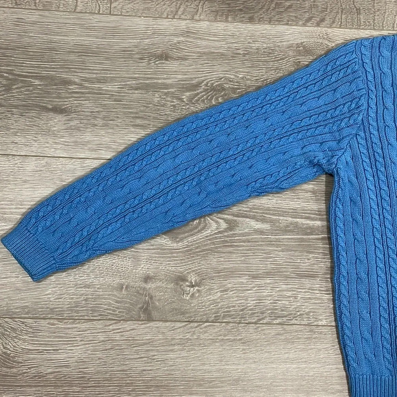Vintage Wainscot Petites 100% Cotton Crew Neck Cable Knit Sweater Blue S - Picture 4 of 14